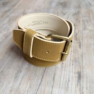 Vintage Tan Faux Suede Western Belt Gold Buckle Boho Y2K Country Cowgirl Size 38